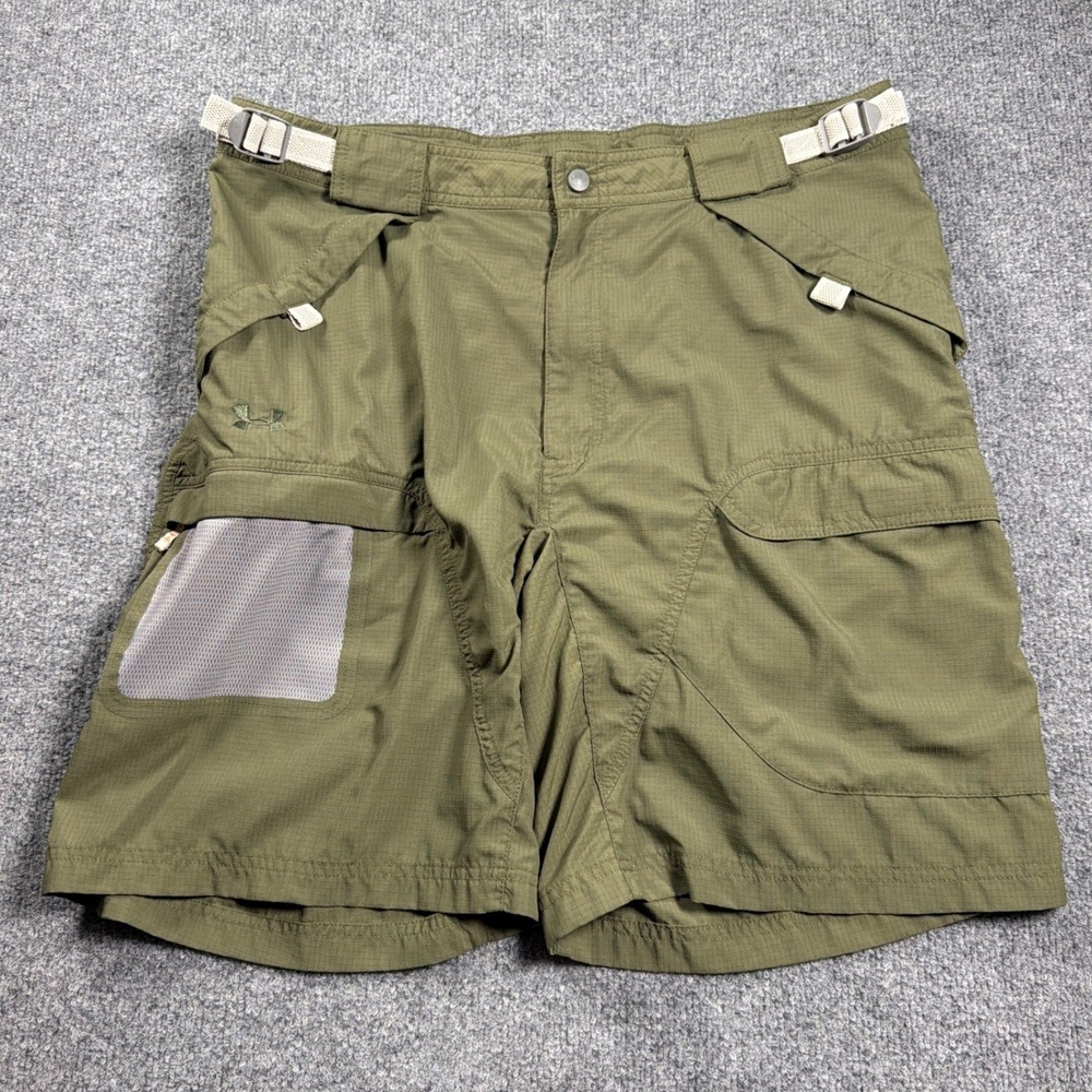 Under Armour Tactical Cargo Shorts Mens L 36" Olive Green Ripstop Adjustable
